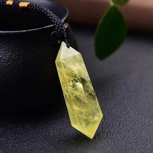 Citrine Crystal Necklace Natural Yellow Quartz Hexagon Point Pendant Necklace
